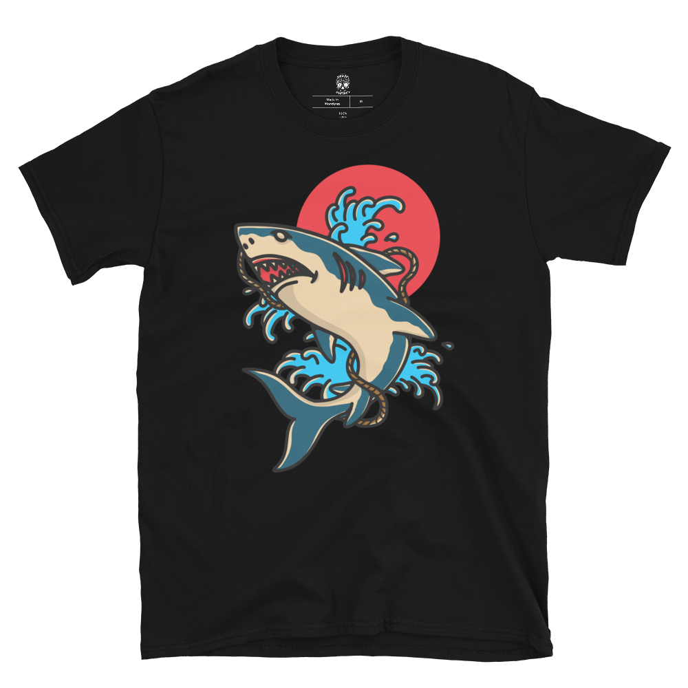 Classic Americana Shark - Black Tee