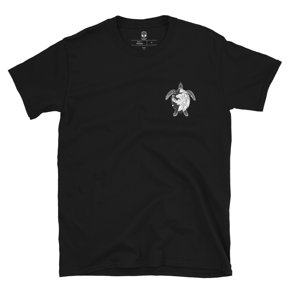 Peony Turtle - Black Tee