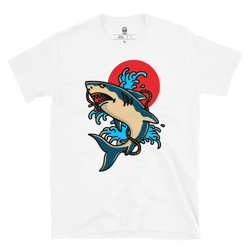 Classic Americana Shark - White Tee